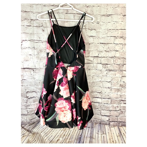 Chelsea Black Floral Mini Skater Dress - Picture 2 of 11